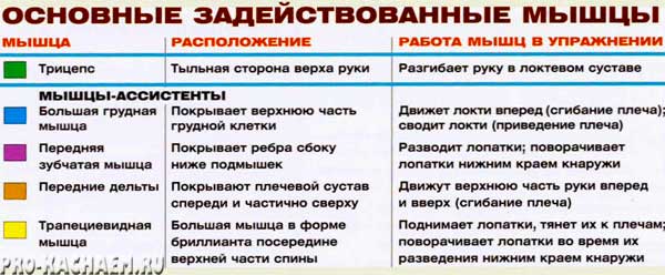 Жим штанги лежа узким хватом